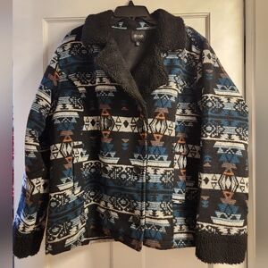 NWOT Womens STOOSH Aztec Black Fleece Jacket - Medium